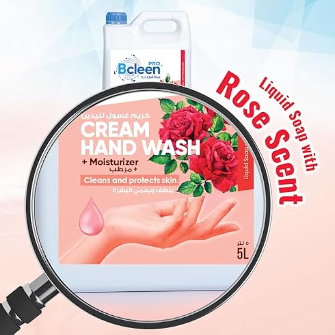 Bcleen سائل غسيل اليدين مع إعادة تعبئة برائحة الورد المرطبة، 5 لترات - Image 5